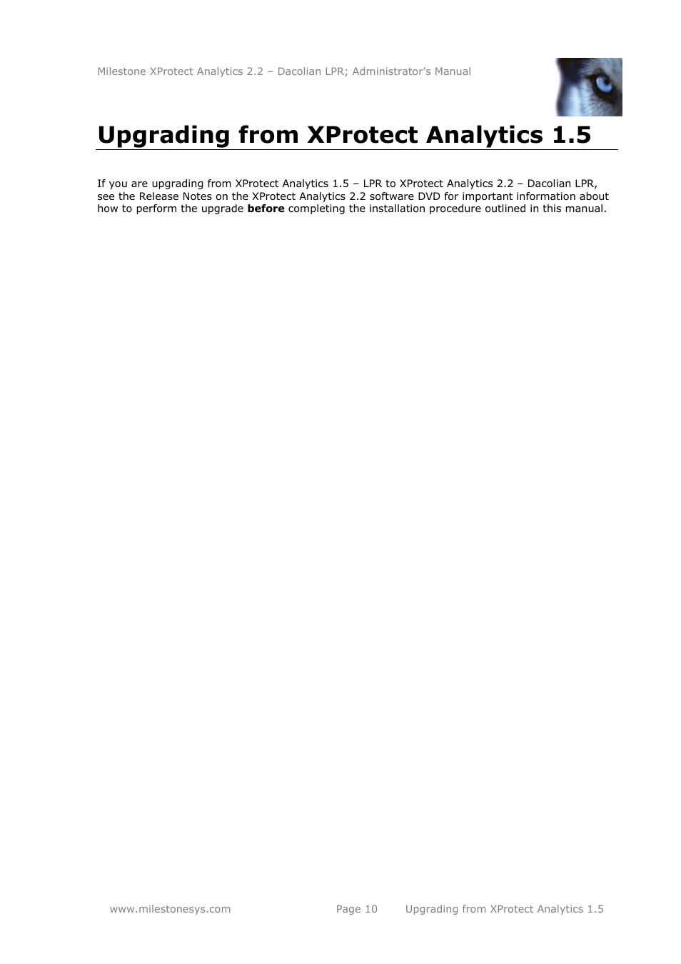 Upgrading from xprotect analytics 1.5 | Milestone Analytics 2.2 Dacolian LPR User Manual | Page 10 / 49