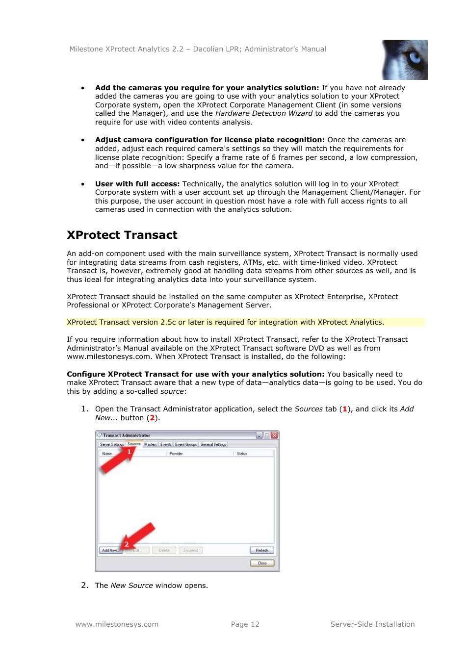 Xprotect transact | Milestone Analytics 2.2 Dacolian LPR User Manual | Page 12 / 49