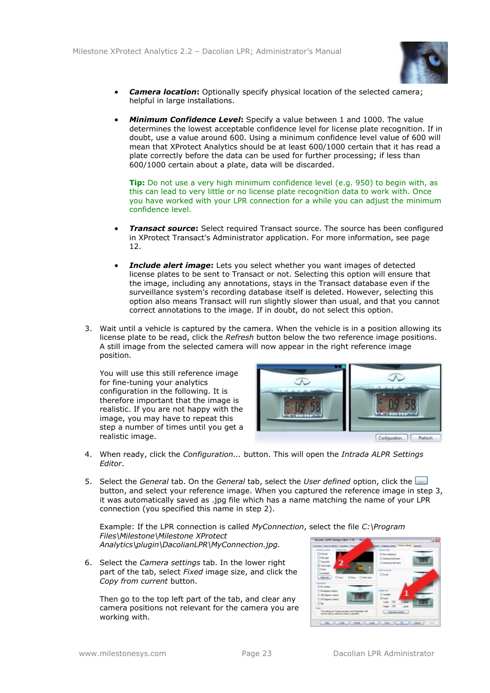 Milestone Analytics 2.2 Dacolian LPR User Manual | Page 23 / 49