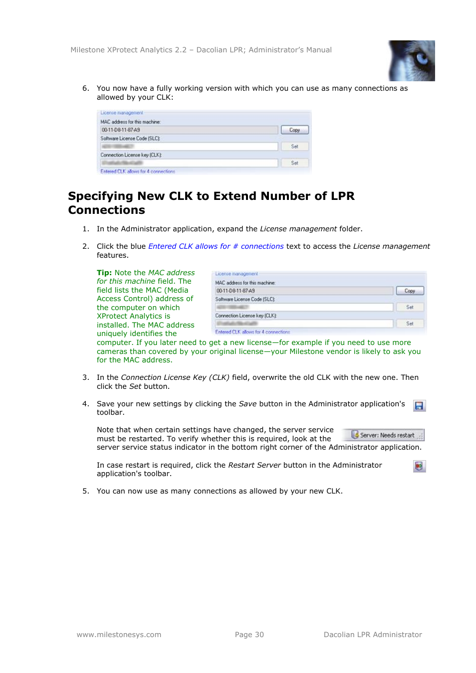 Milestone Analytics 2.2 Dacolian LPR User Manual | Page 30 / 49