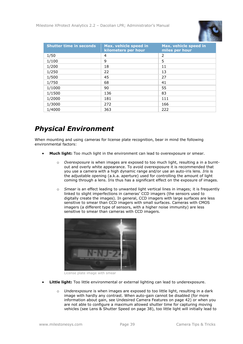 Physical environment | Milestone Analytics 2.2 Dacolian LPR User Manual | Page 39 / 49