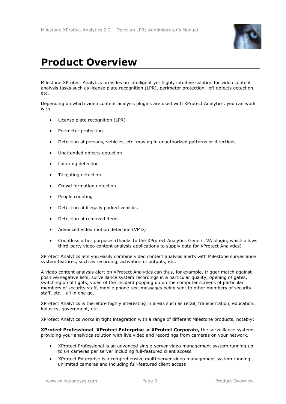 Product overview | Milestone Analytics 2.2 Dacolian LPR User Manual | Page 6 / 49