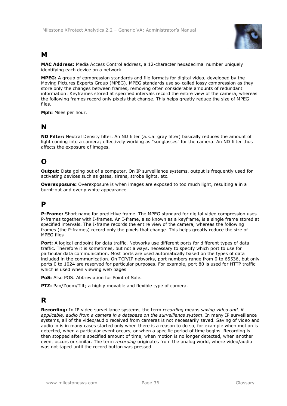 Milestone Analytics 2.2 Generic VA User Manual | Page 36 / 38