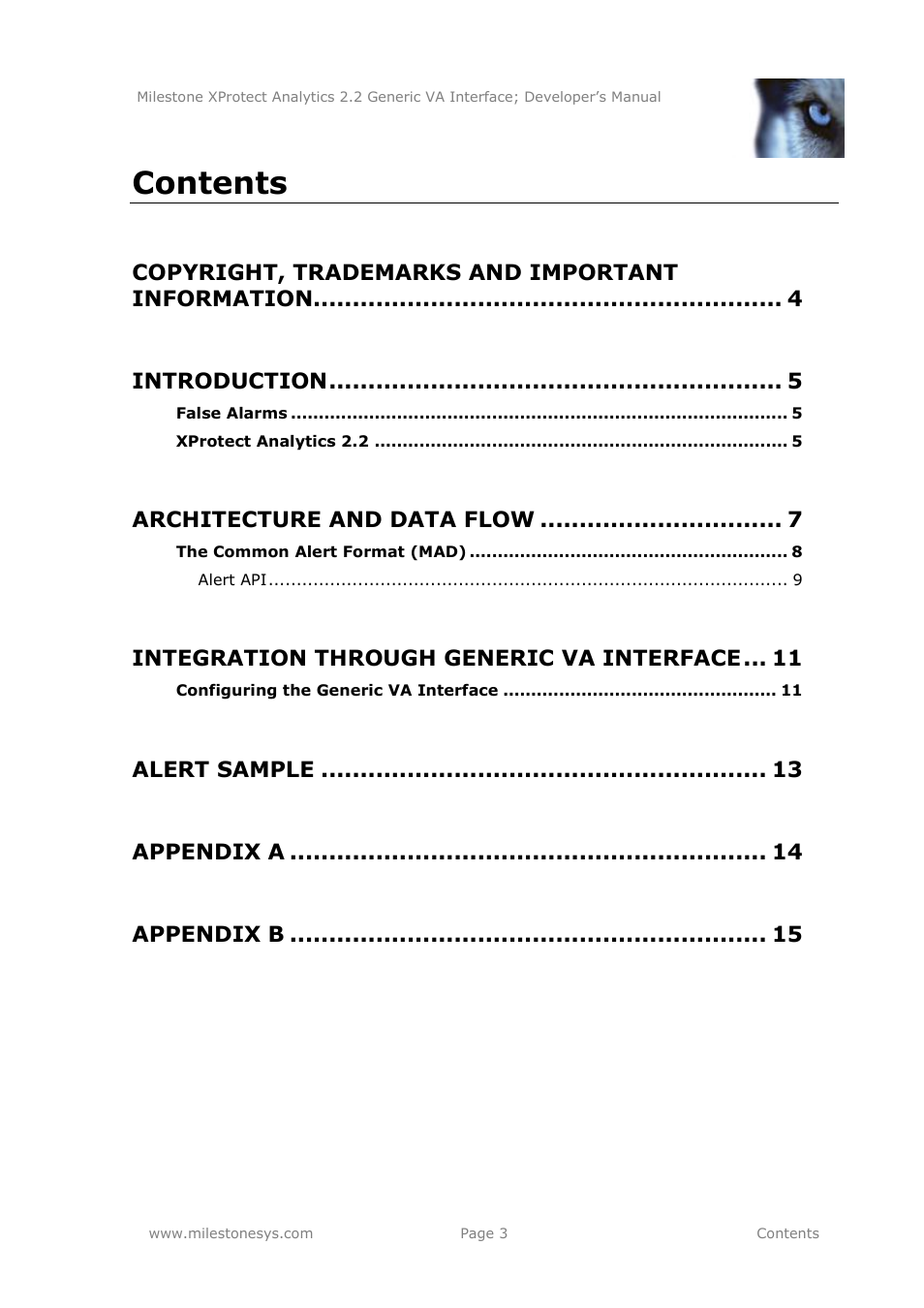 Milestone Analytics 2.2 Generic VA Interface User Manual | Page 3 / 16