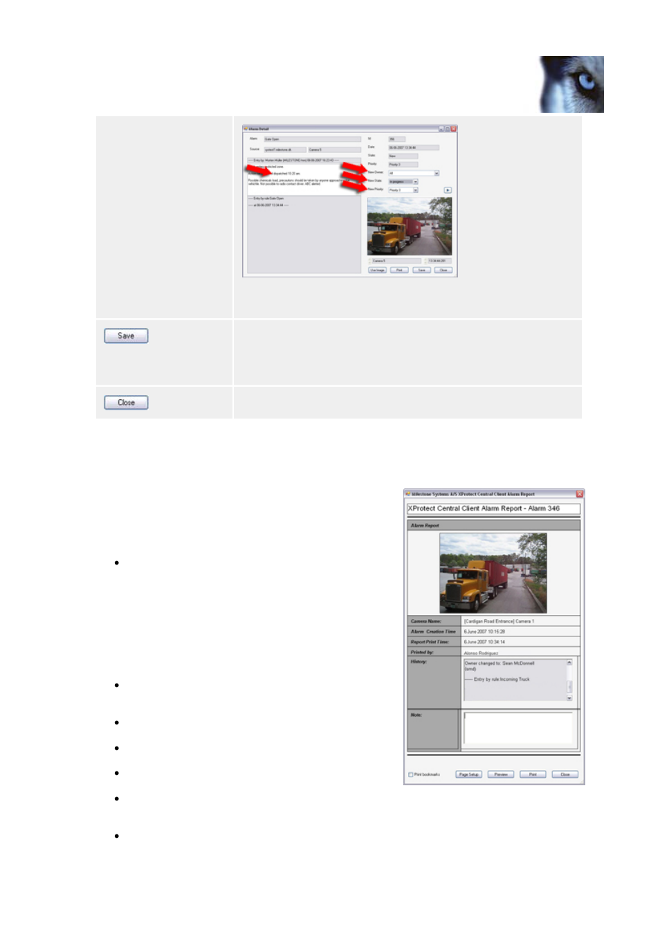 Printing an alarm report | Milestone Central 3.7 User Manual | Page 26 / 53