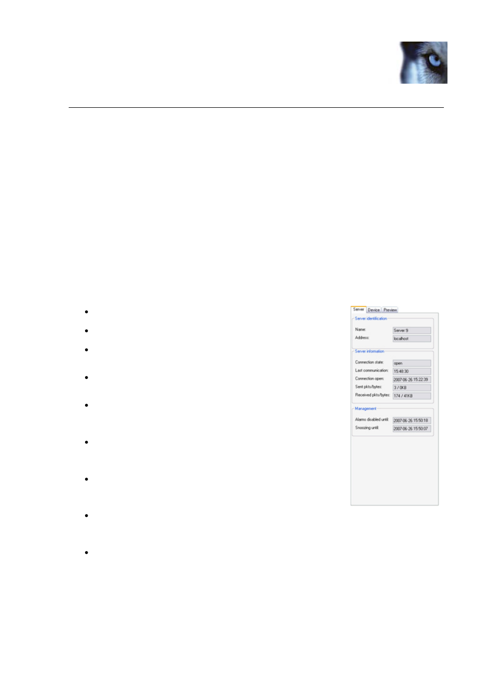Information tabs, Server tab, 41). for | Ge 41). for a camera or other devi | Milestone Central 3.7 User Manual | Page 41 / 53