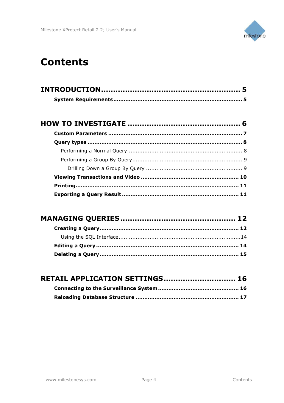 Milestone Retail 2.2 User Manual | Page 4 / 18