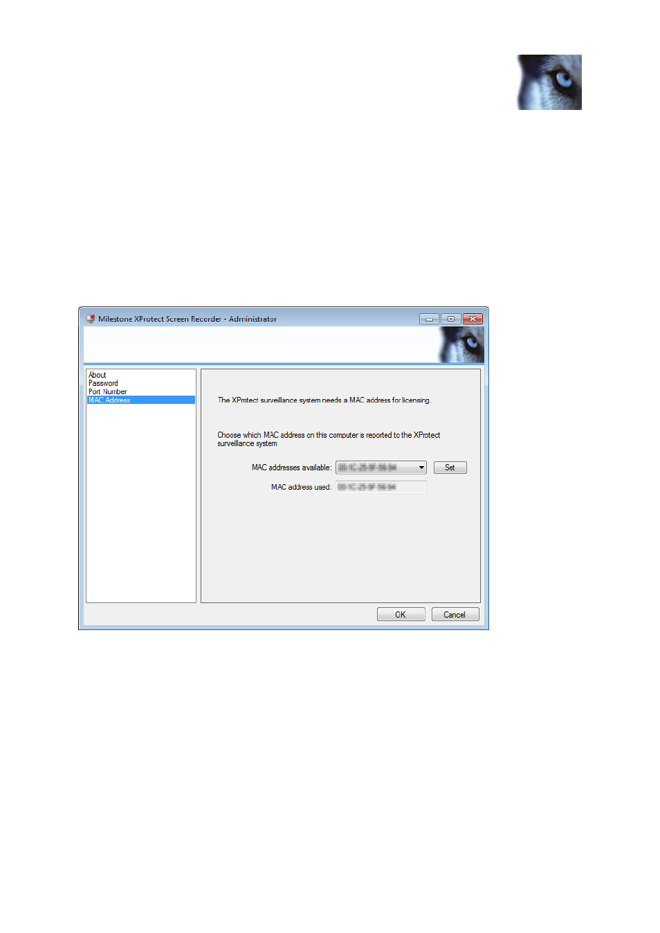 Set mac address | Milestone Screen Recorder 1.5 User Manual | Page 10 / 18