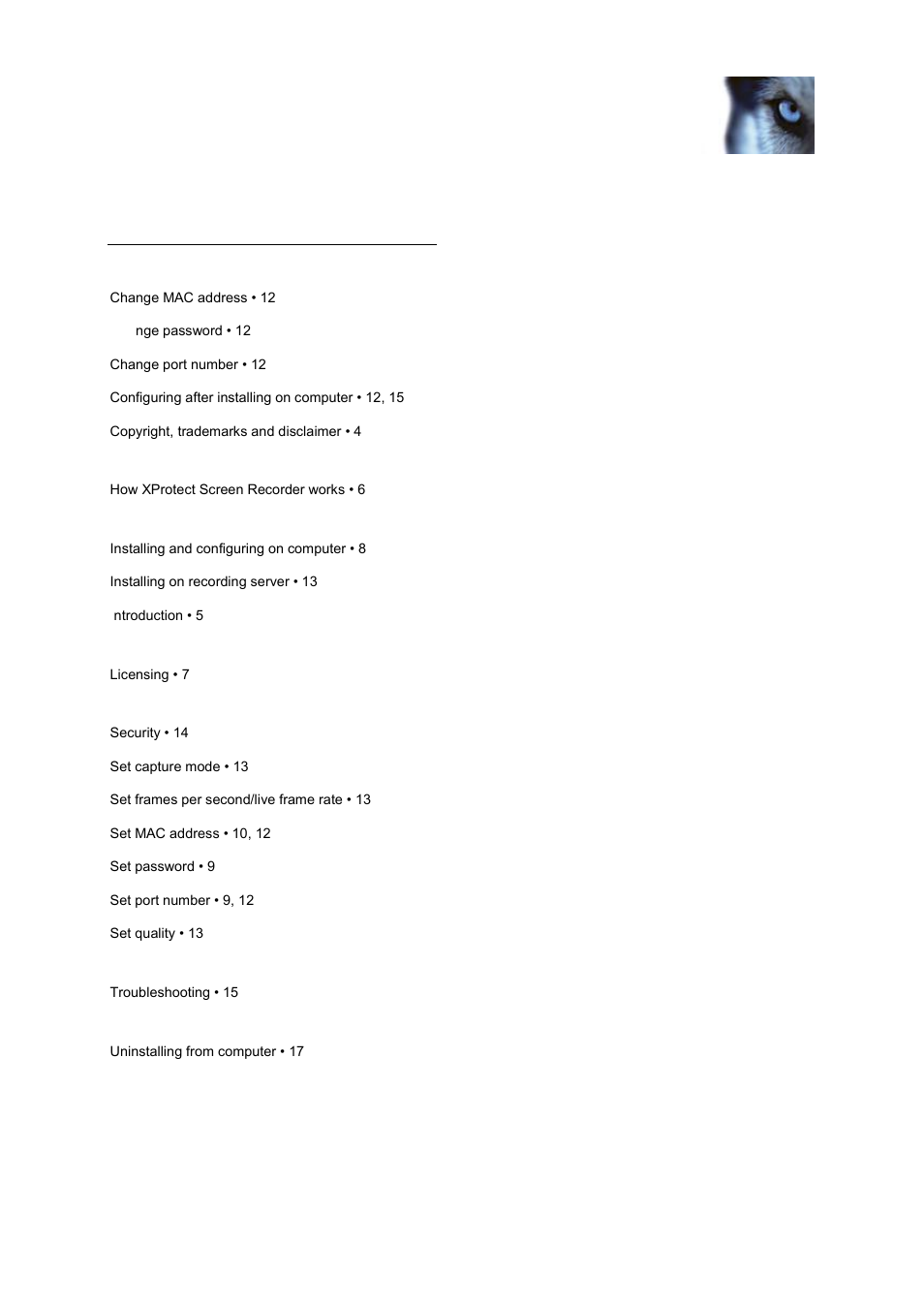 Index | Milestone Screen Recorder 1.5 User Manual | Page 17 / 18