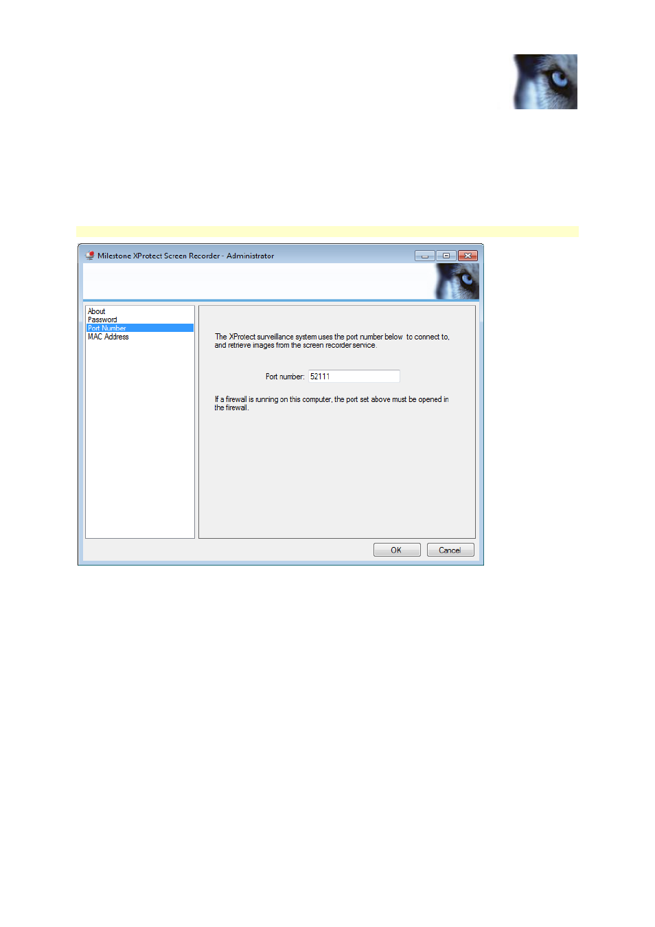 Set port number | Milestone Screen Recorder 1.5 User Manual | Page 9 / 18