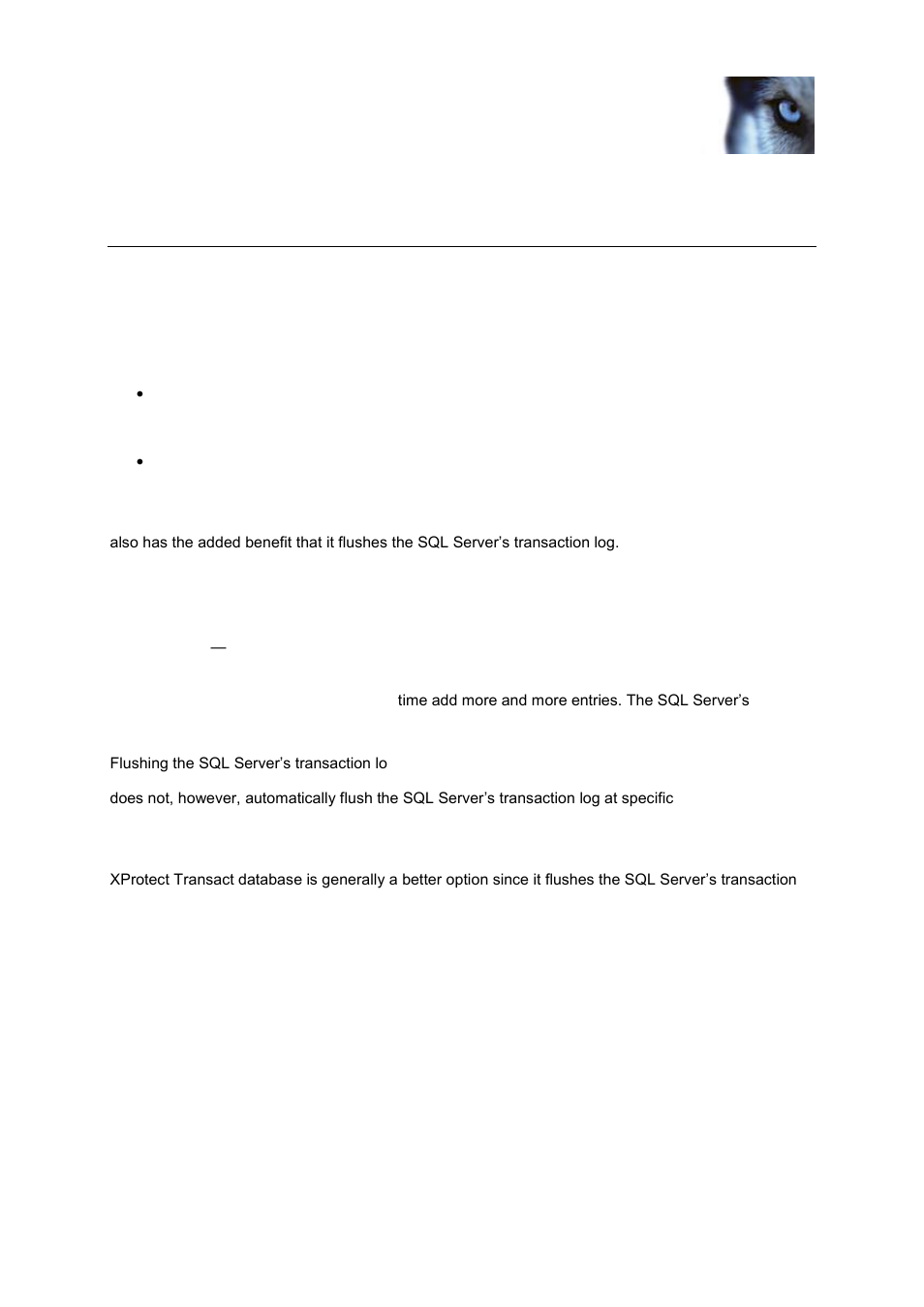 Back up and restore the transact database, Back up, About the sql server transaction log | Prerequisites | Milestone XProtect Transact User Manual | Page 54 / 64