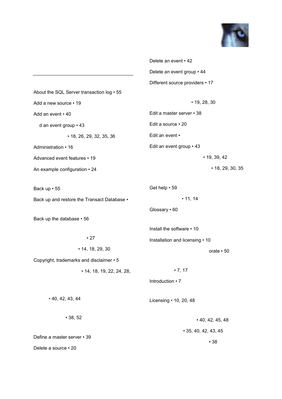 Index | Milestone XProtect Transact User Manual | Page 62 / 64