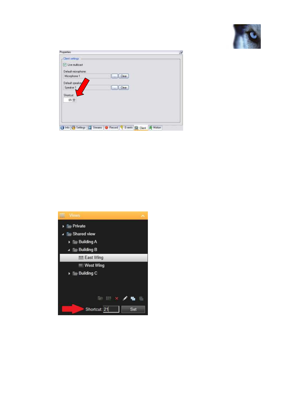 Example of select monitor | Milestone American Dynamics CC300 Keyboard Smart Client Plug-in User Manual | Page 11 / 16