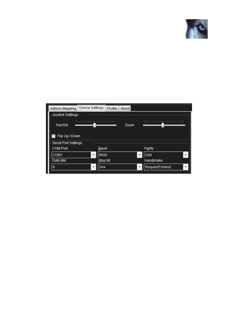 Joystick options, Serial port properties setup, Configurable actions | Milestone Pelco KBD300A Keyboard Smart Client Plug-in User Manual | Page 10 / 16