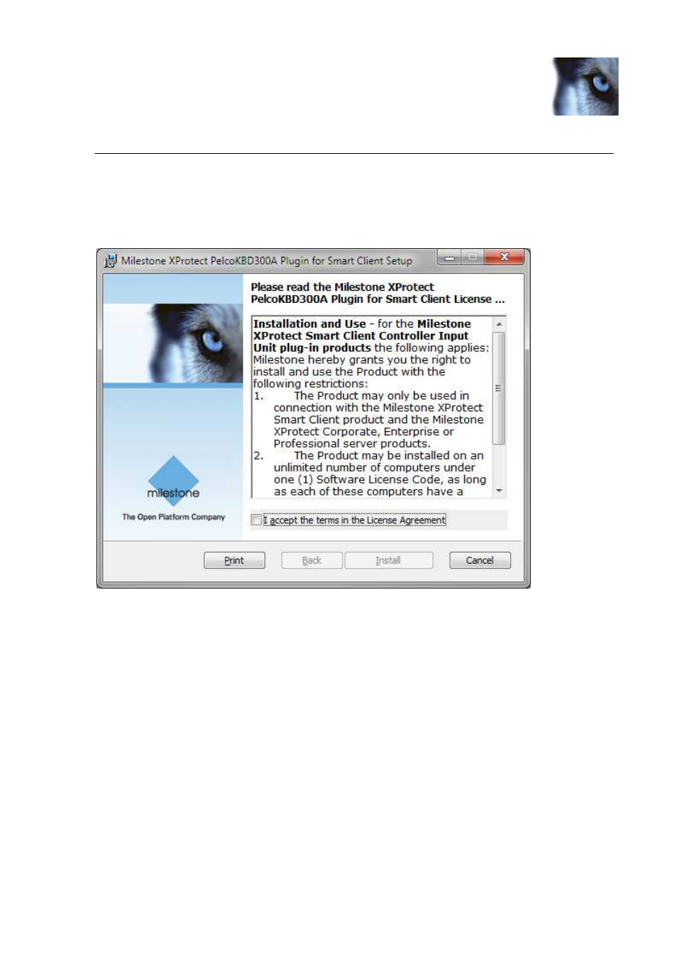 Installation | Milestone Pelco KBD300A Keyboard Smart Client Plug-in User Manual | Page 6 / 16