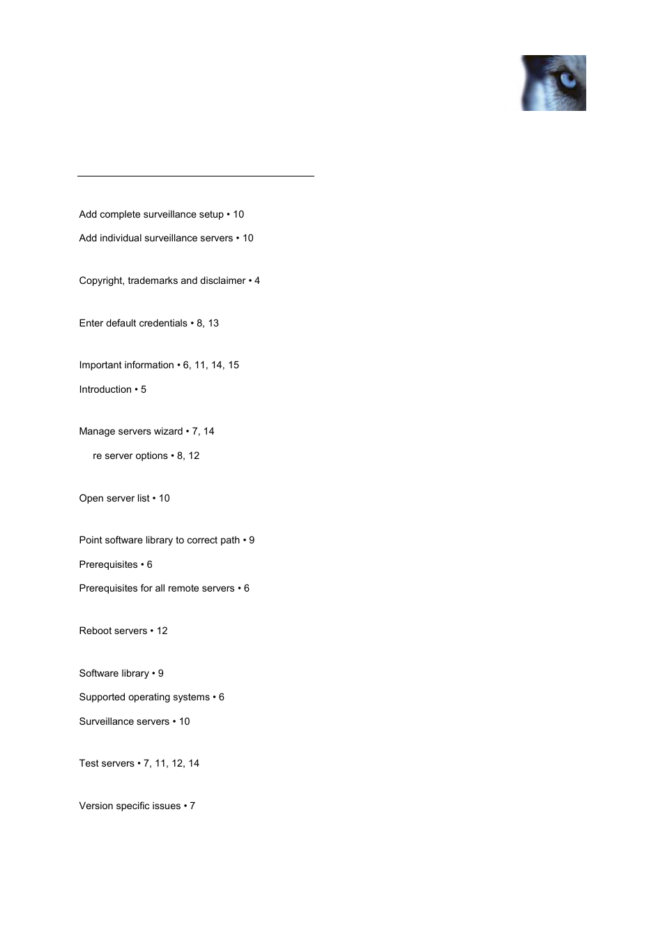 Index | Milestone Software Manager 1.5 User Manual | Page 16 / 17