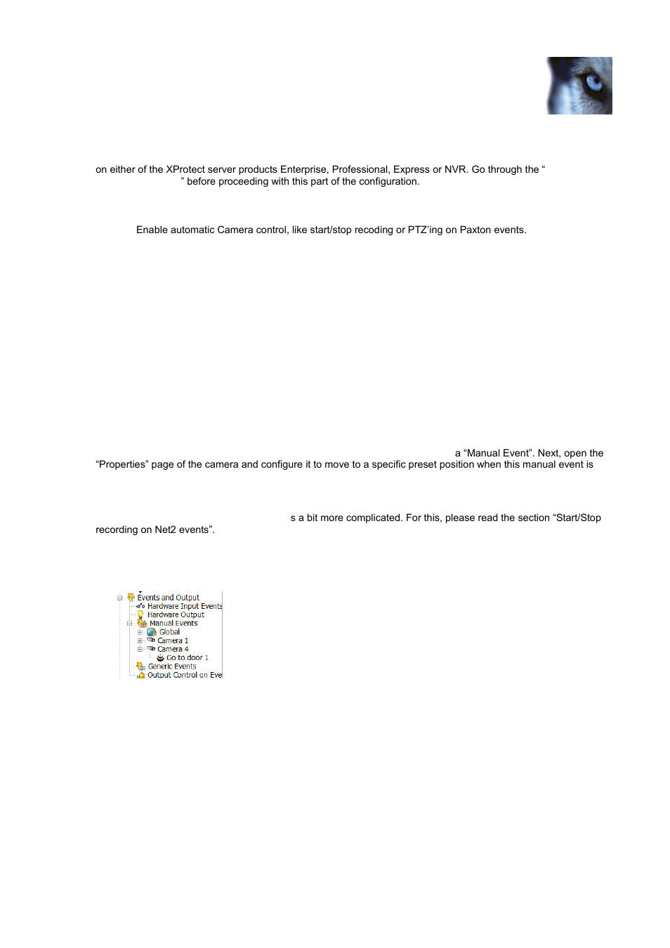 Using net2 events to control cameras | Milestone Paxton Integration Component User Manual | Page 14 / 34
