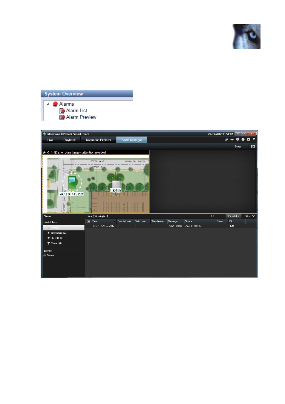 Setting up alarm viewing | Milestone Paxton Integration Component User Manual | Page 31 / 34