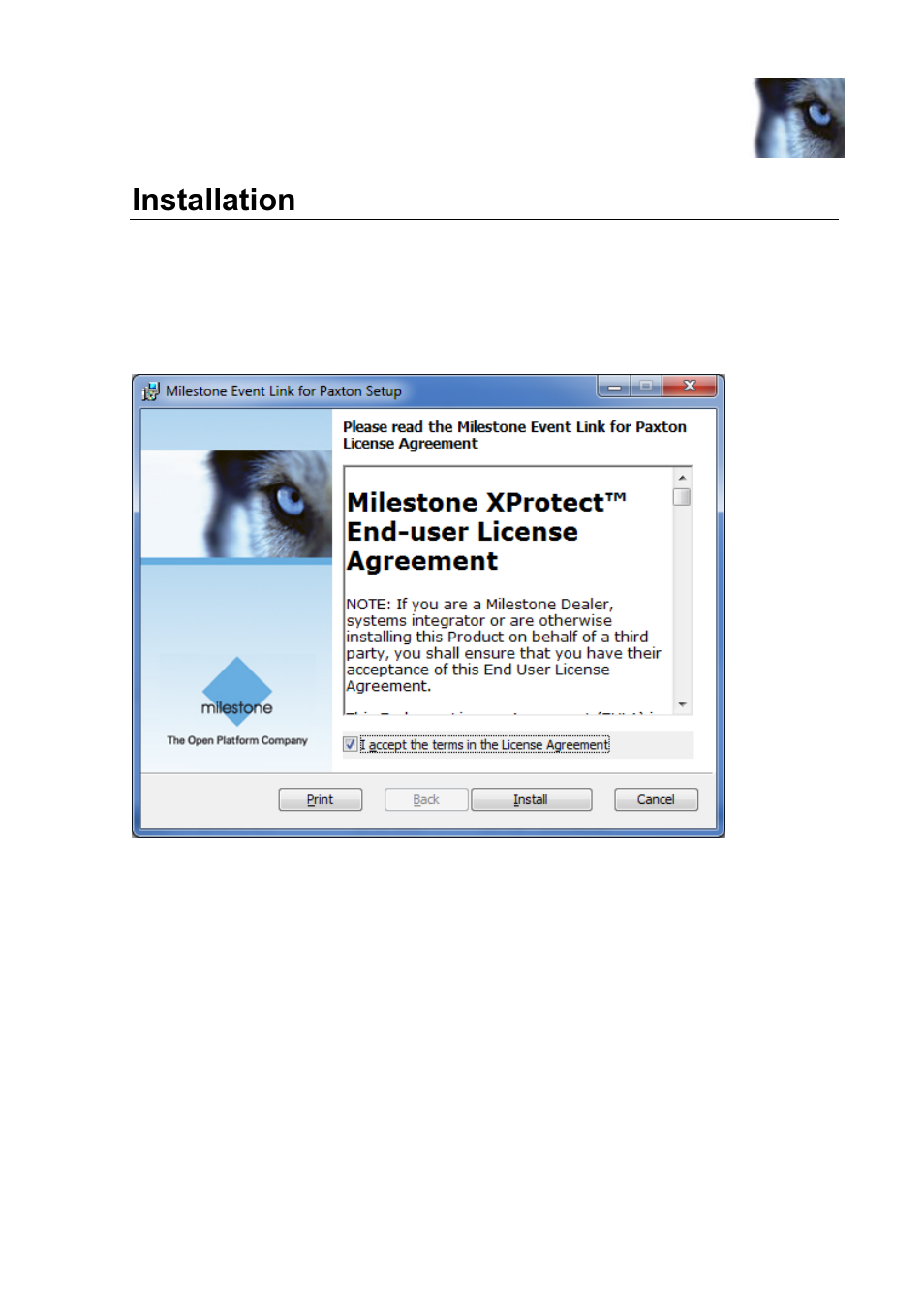 Installation | Milestone Paxton Integration Component User Manual | Page 7 / 34