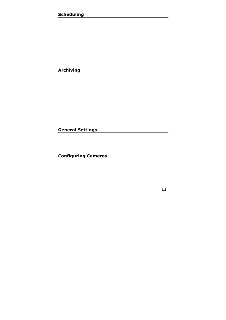 Scheduling, Archiving, General settings | Configuring cameras | Milestone Basis+ 6.5 User Manual | Page 12 / 17