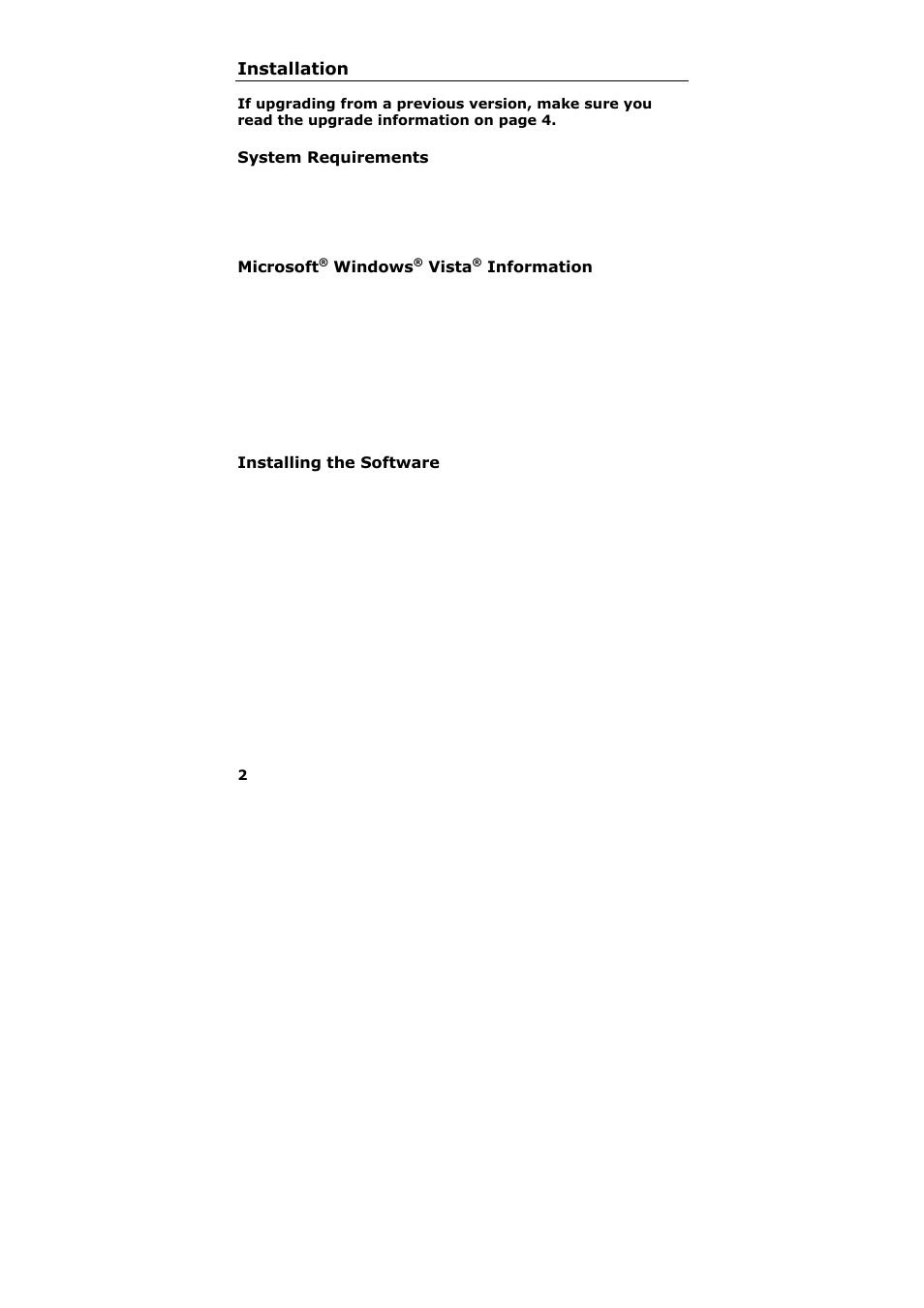 Installation, System requirements, Microsoft® windows® vista® information | Installing the software | Milestone Basis+ 6.5 User Manual | Page 3 / 17