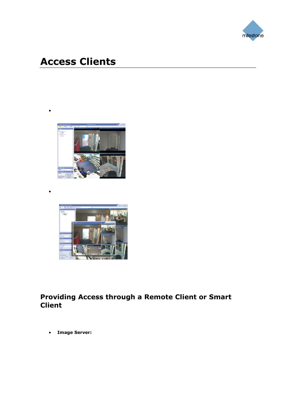 Access clients, Access client overview | Milestone Basis+ 6.5 User Manual | Page 137 / 160