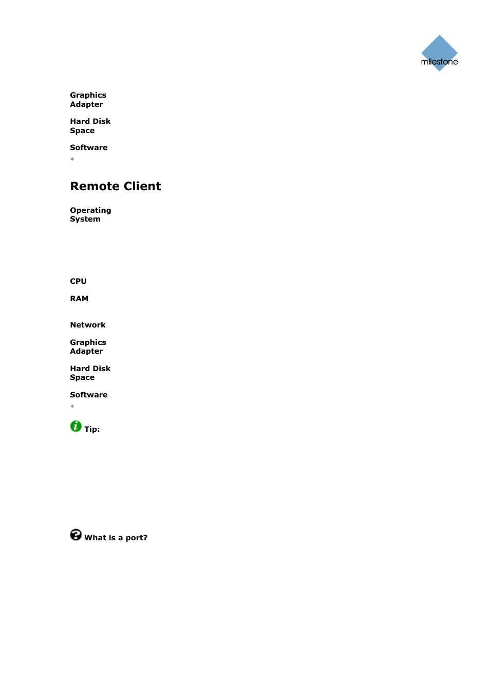Remote client, Important port numbers | Milestone Basis+ 6.5 User Manual | Page 15 / 160