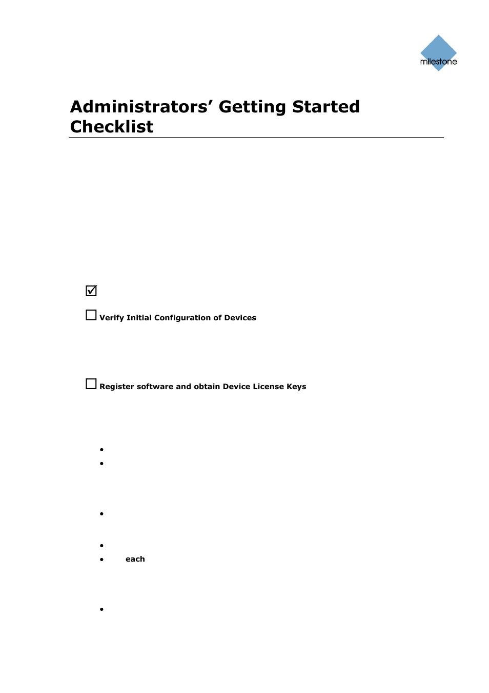 Administrators’ getting started checklist | Milestone Basis+ 6.5 User Manual | Page 17 / 160