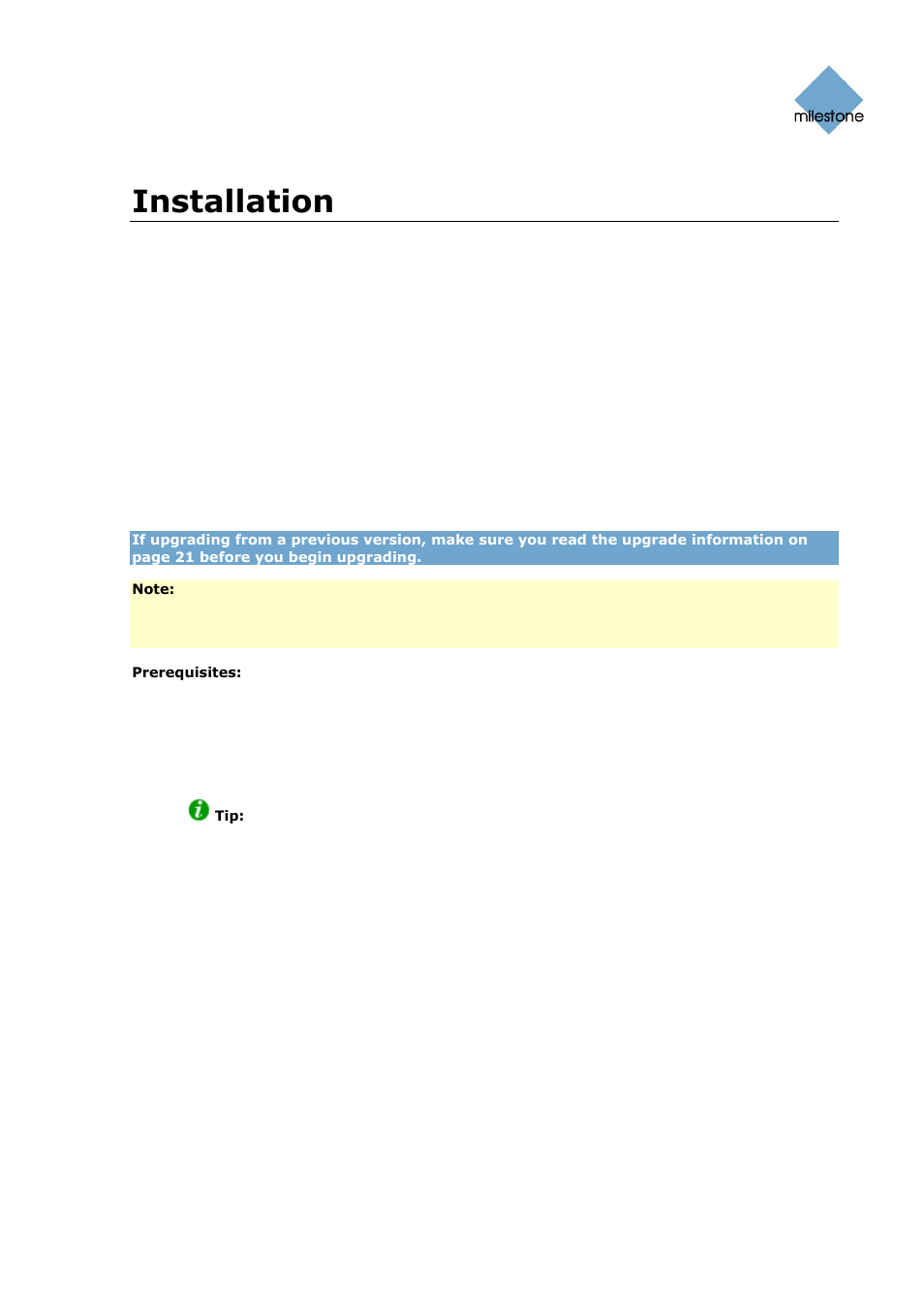 Installation, Microsoft® windows® vista® information, Installing the server software | Microsoft, Windows, Vista, Information | Milestone Basis+ 6.5 User Manual | Page 20 / 160