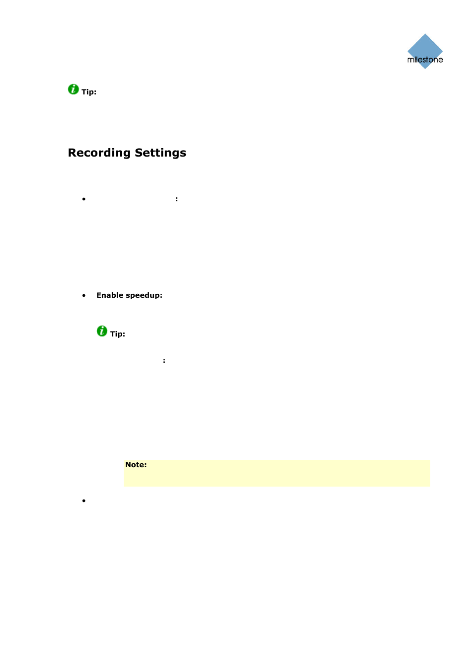 Recording settings | Milestone Basis+ 6.5 User Manual | Page 40 / 160