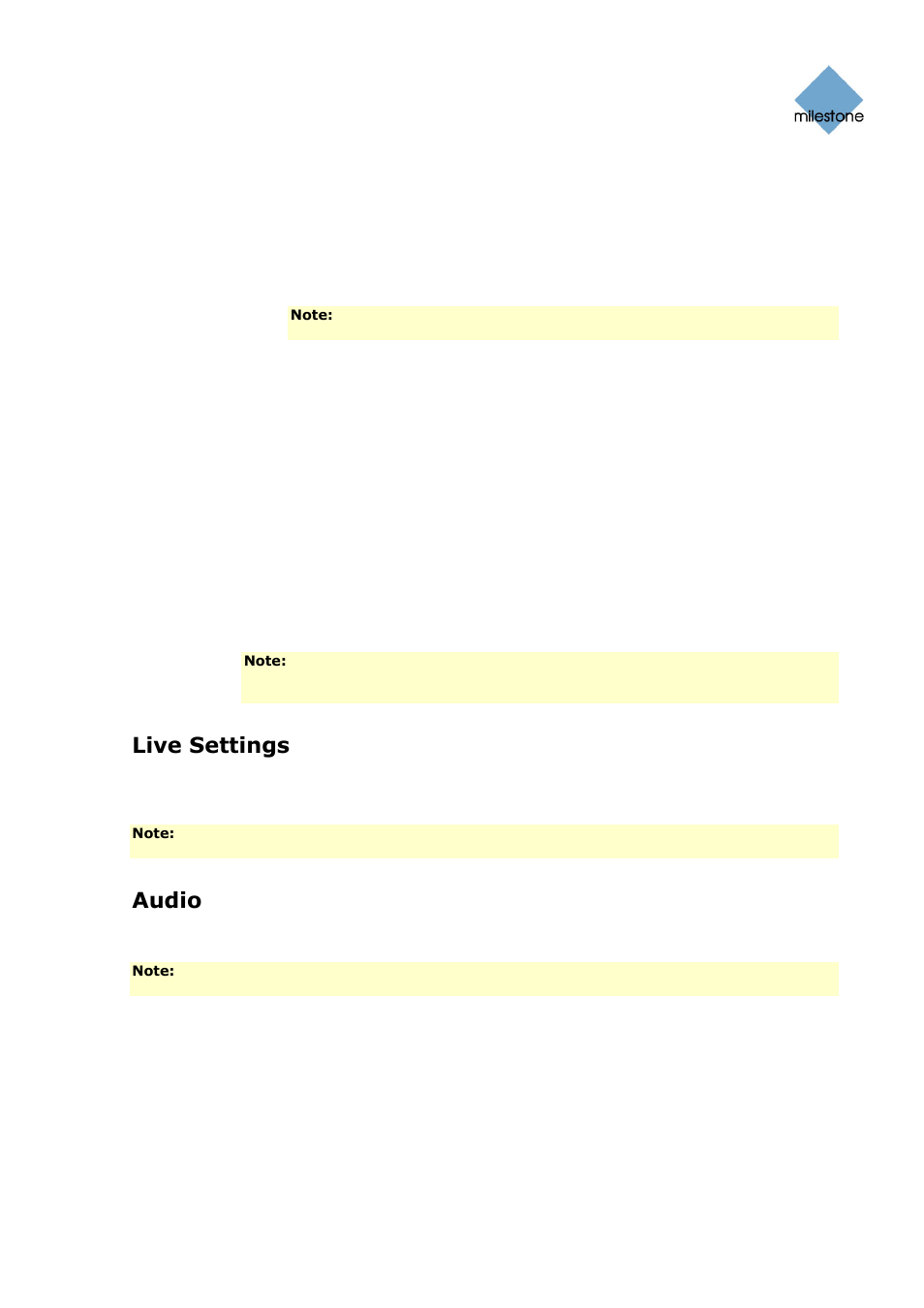 Live settings, Audio | Milestone Basis+ 6.5 User Manual | Page 41 / 160