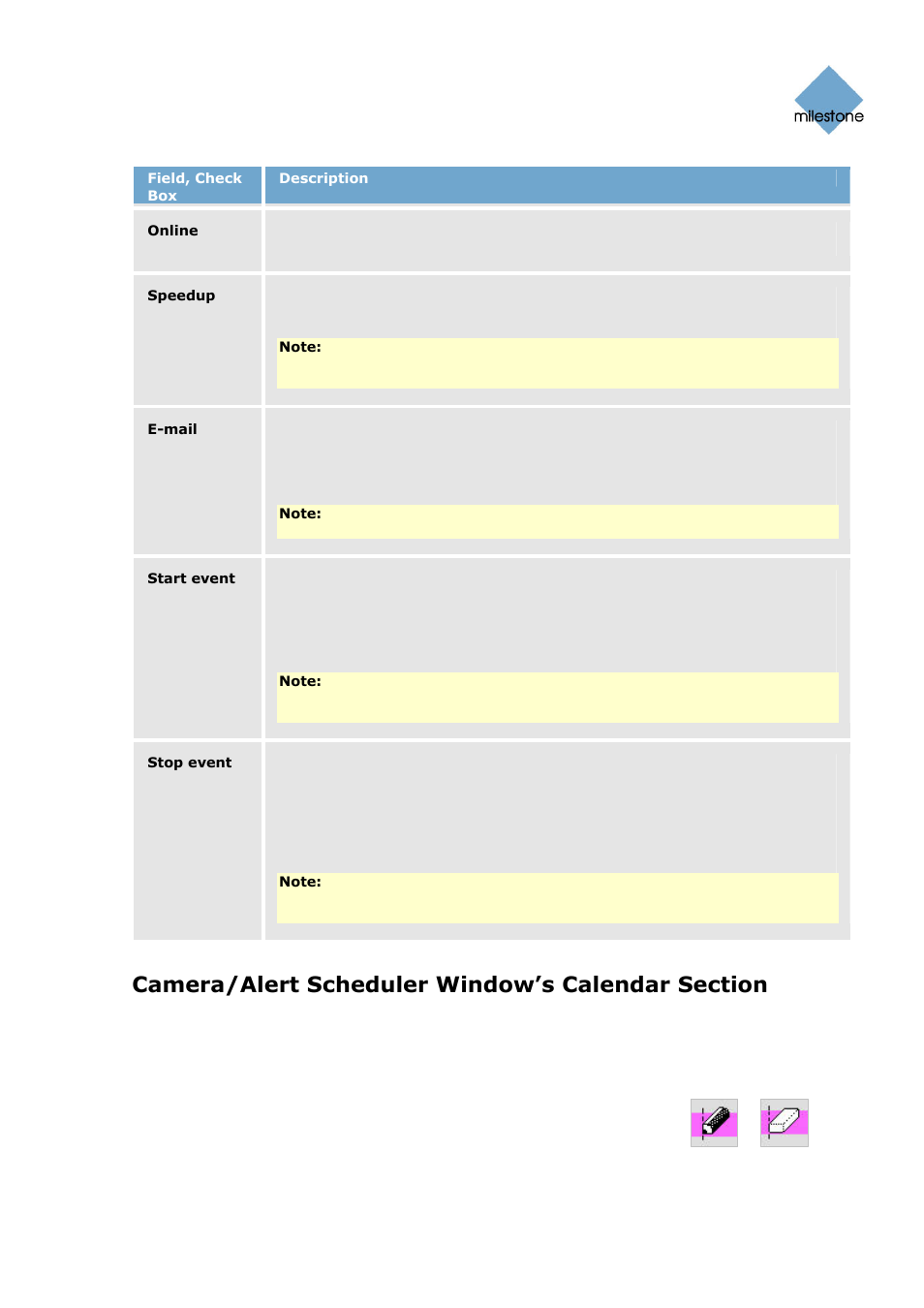 Camera/alert scheduler window’s calendar section, Set and clear modes | Milestone Basis+ 6.5 User Manual | Page 65 / 160