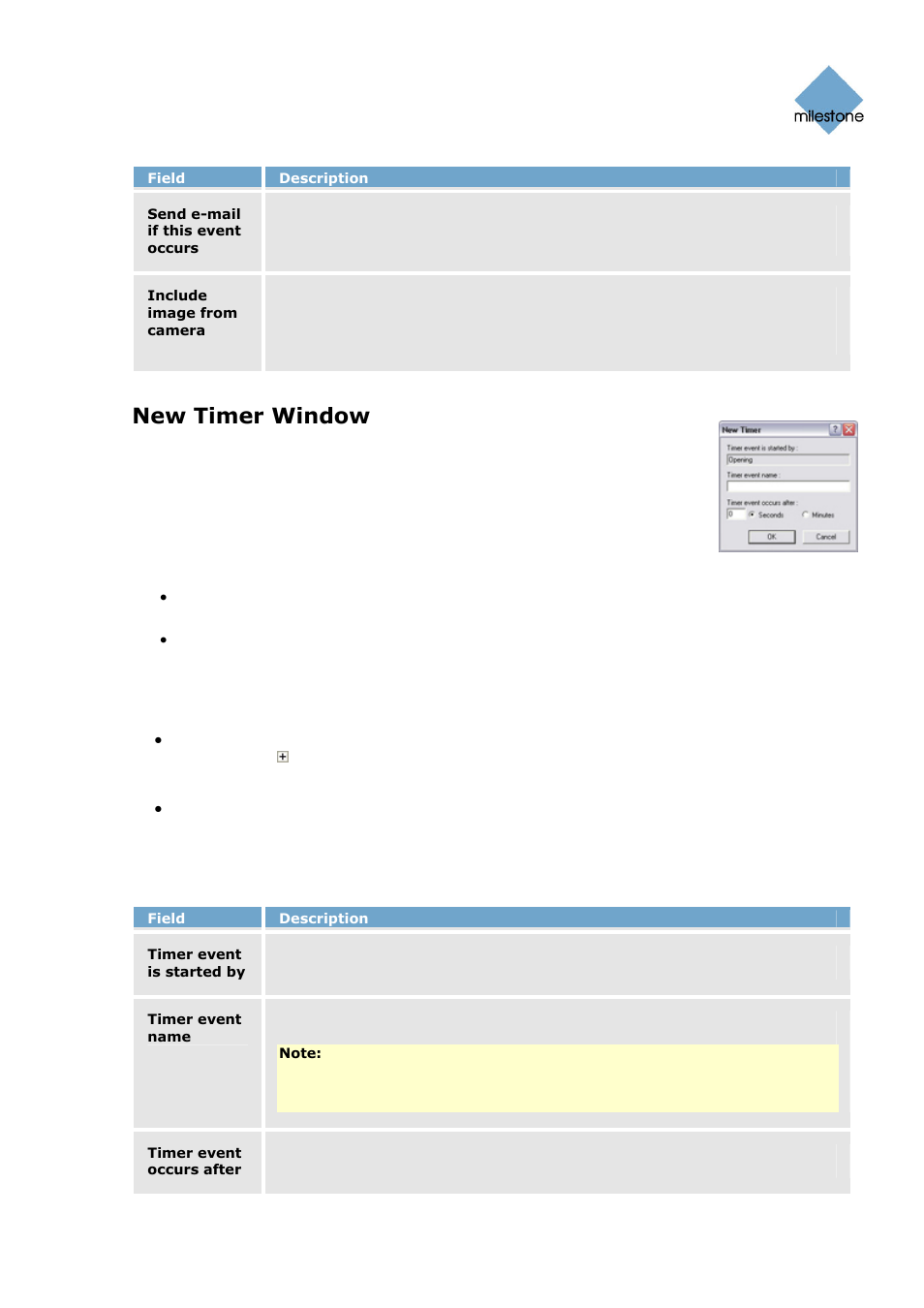 New timer window, New time window’s fields | Milestone Basis+ 6.5 User Manual | Page 81 / 160