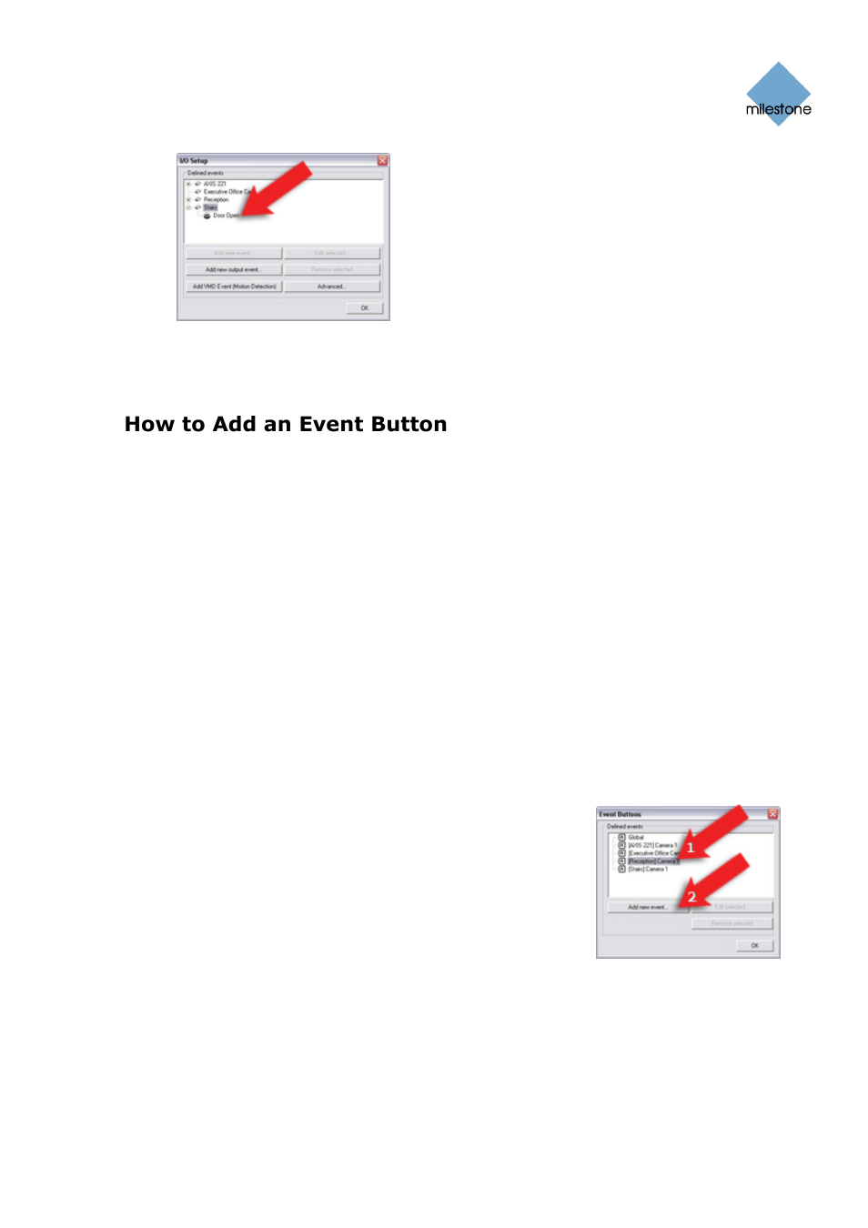 How to add an event button | Milestone Basis+ 6.5 User Manual | Page 91 / 160