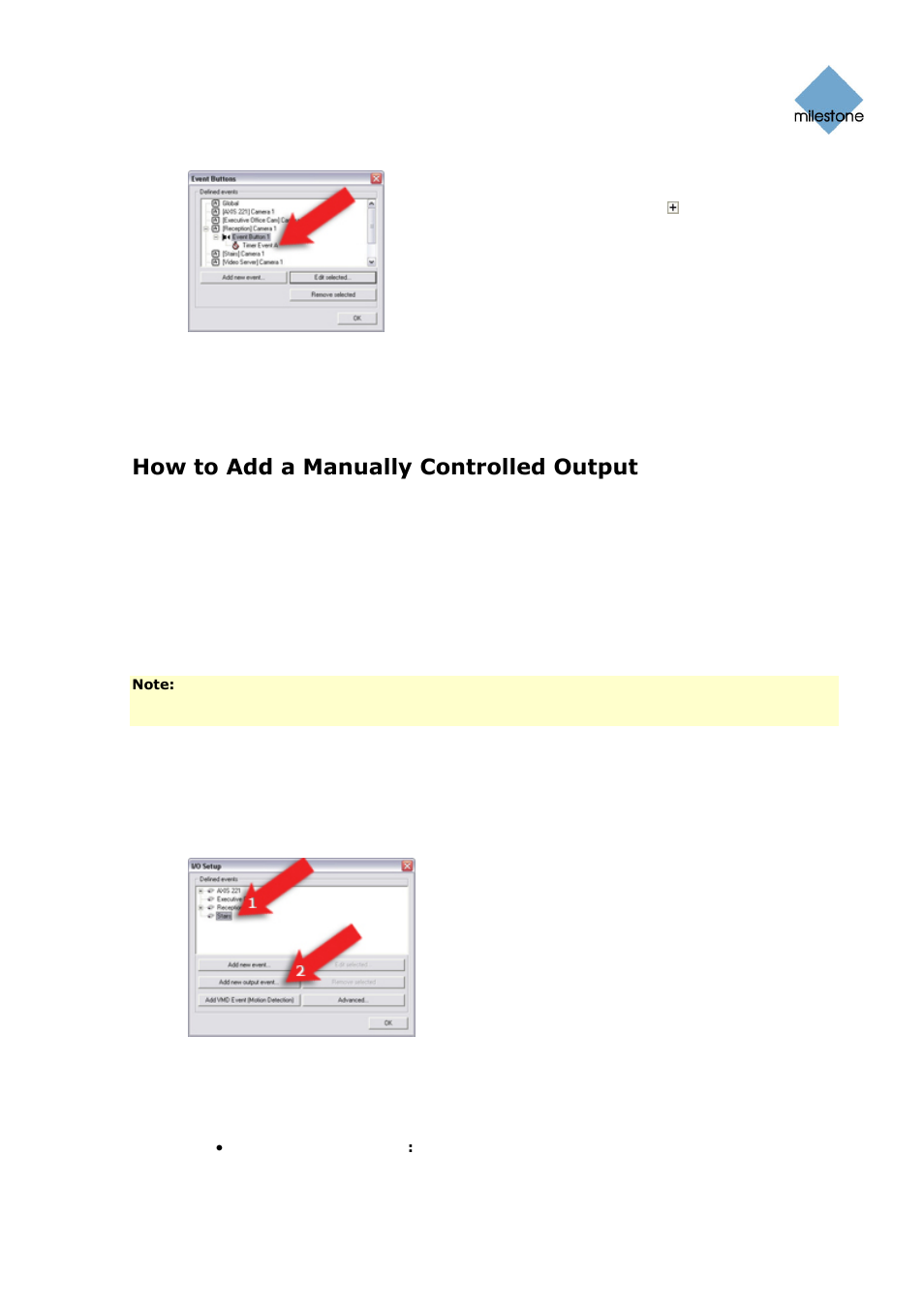 How to add a manually controlled output | Milestone Basis+ 6.5 User Manual | Page 95 / 160