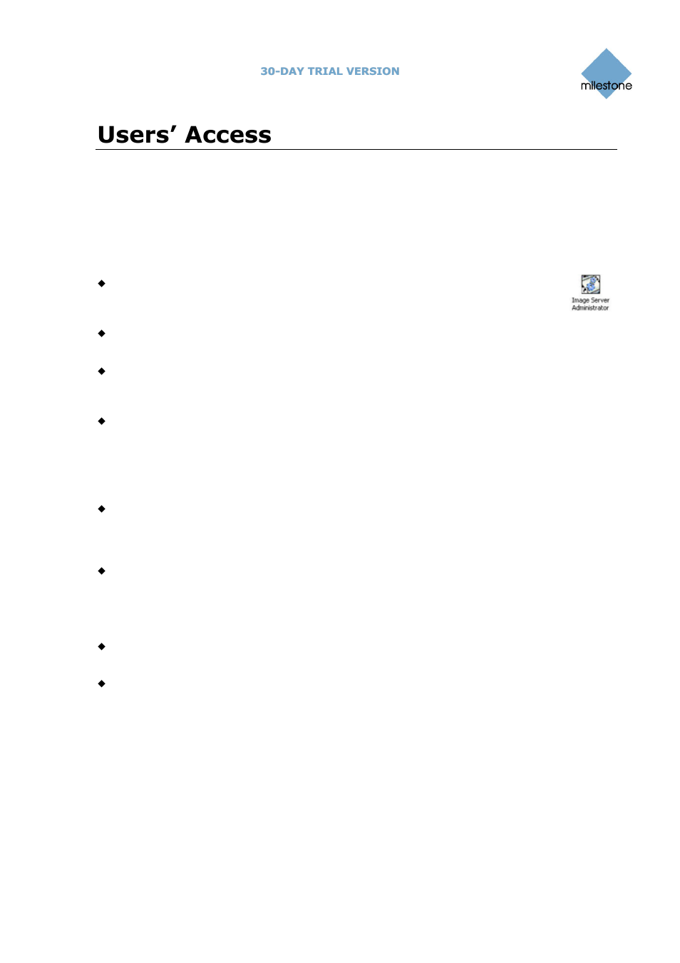 Users’ access | Milestone Basis+ 6.5 User Manual | Page 11 / 14