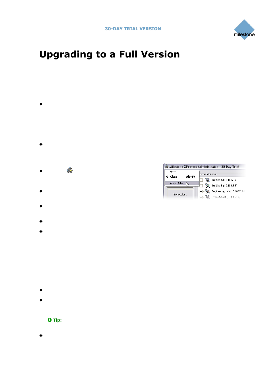 Upgrading to a full version, Getting device license keys | Milestone Basis+ 6.5 User Manual | Page 13 / 14