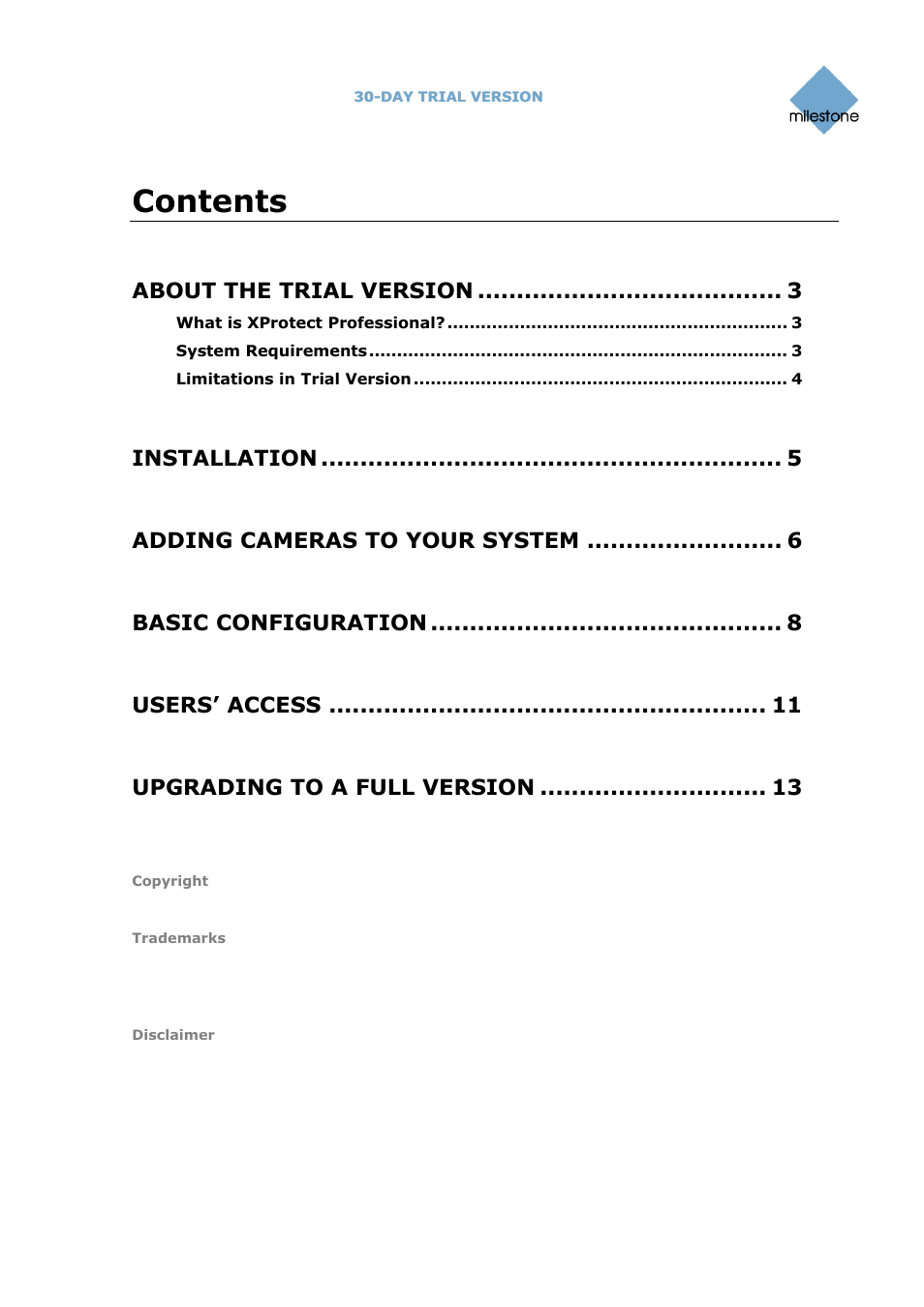 Milestone Basis+ 6.5 User Manual | Page 2 / 14