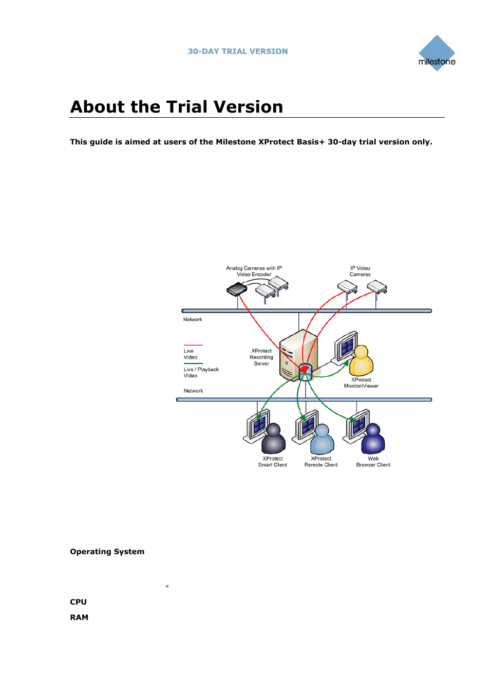 About the trial version, What is xprotect basis, System requirements | What is xprotect professional | Milestone Basis+ 6.5 User Manual | Page 3 / 14