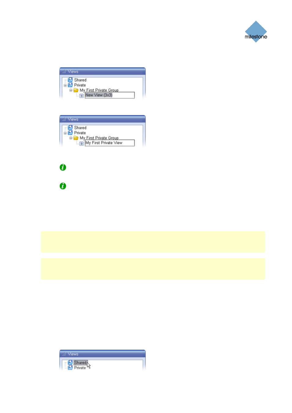 Creating shared views, Creating a group | Milestone Smart Client 3.6 User Manual | Page 24 / 115