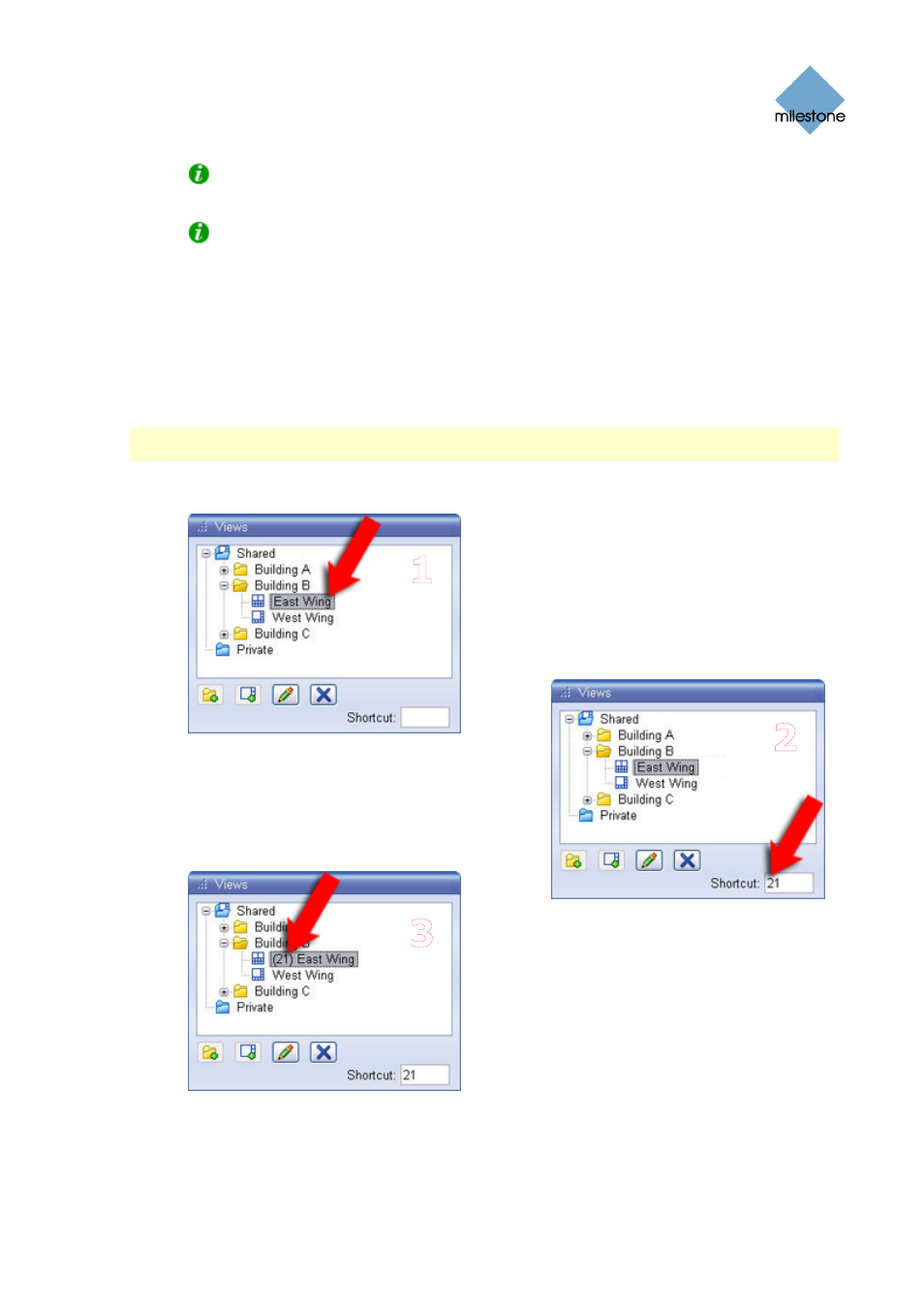 Assigning shortcut numbers to views | Milestone Smart Client 3.6 User Manual | Page 26 / 115