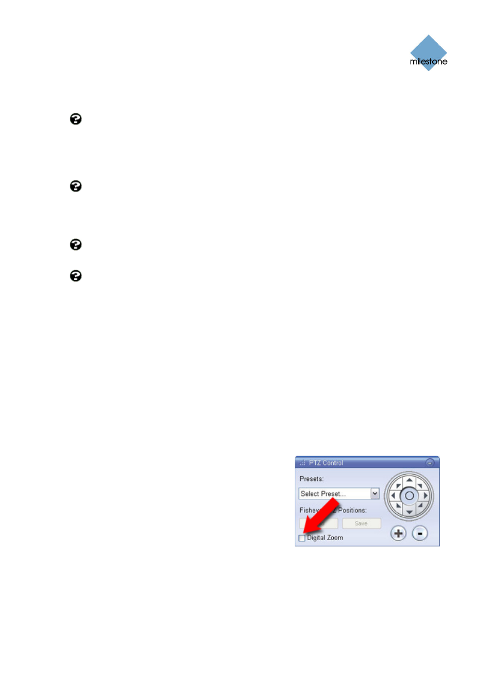 Digital zoom, Enabling & disabling digital zoom, Digital zoom features | Milestone Smart Client 3.6 User Manual | Page 65 / 115