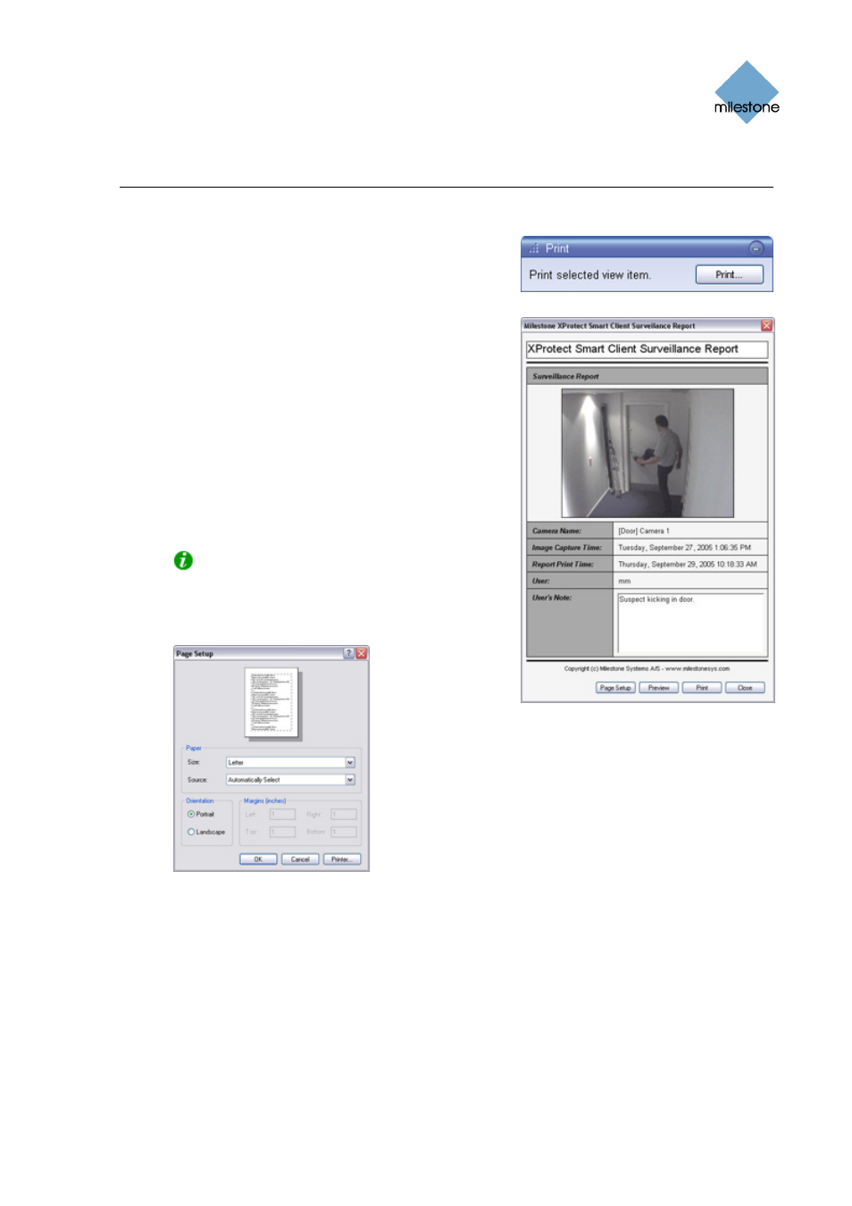 Printing evidence, Ge 85) | Milestone Smart Client 3.6 User Manual | Page 88 / 115