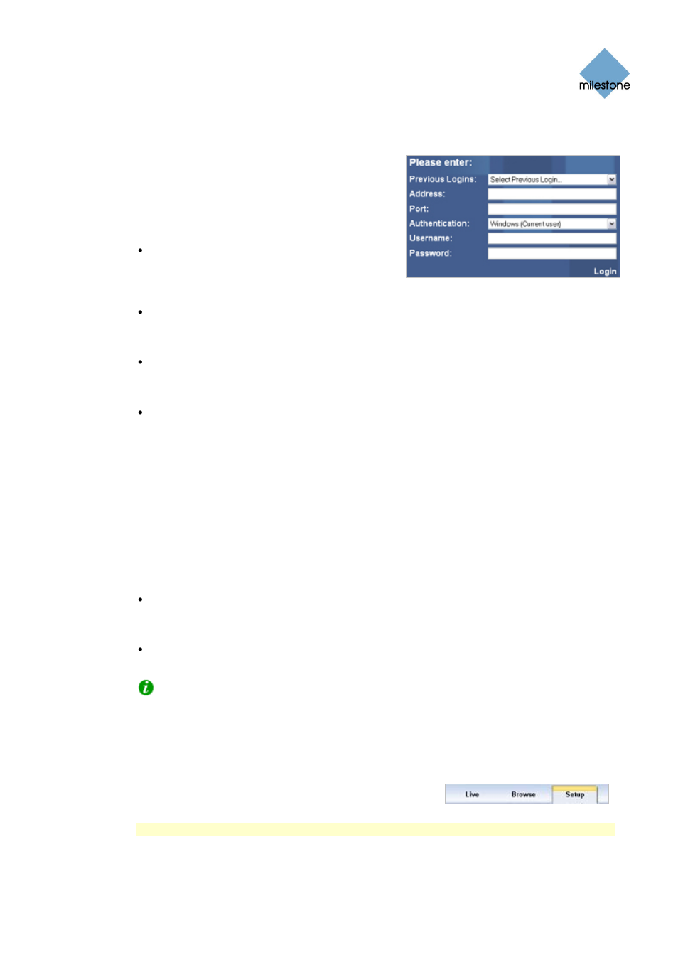 Logging in | Milestone Remote Client 3.5 User Manual | Page 10 / 49