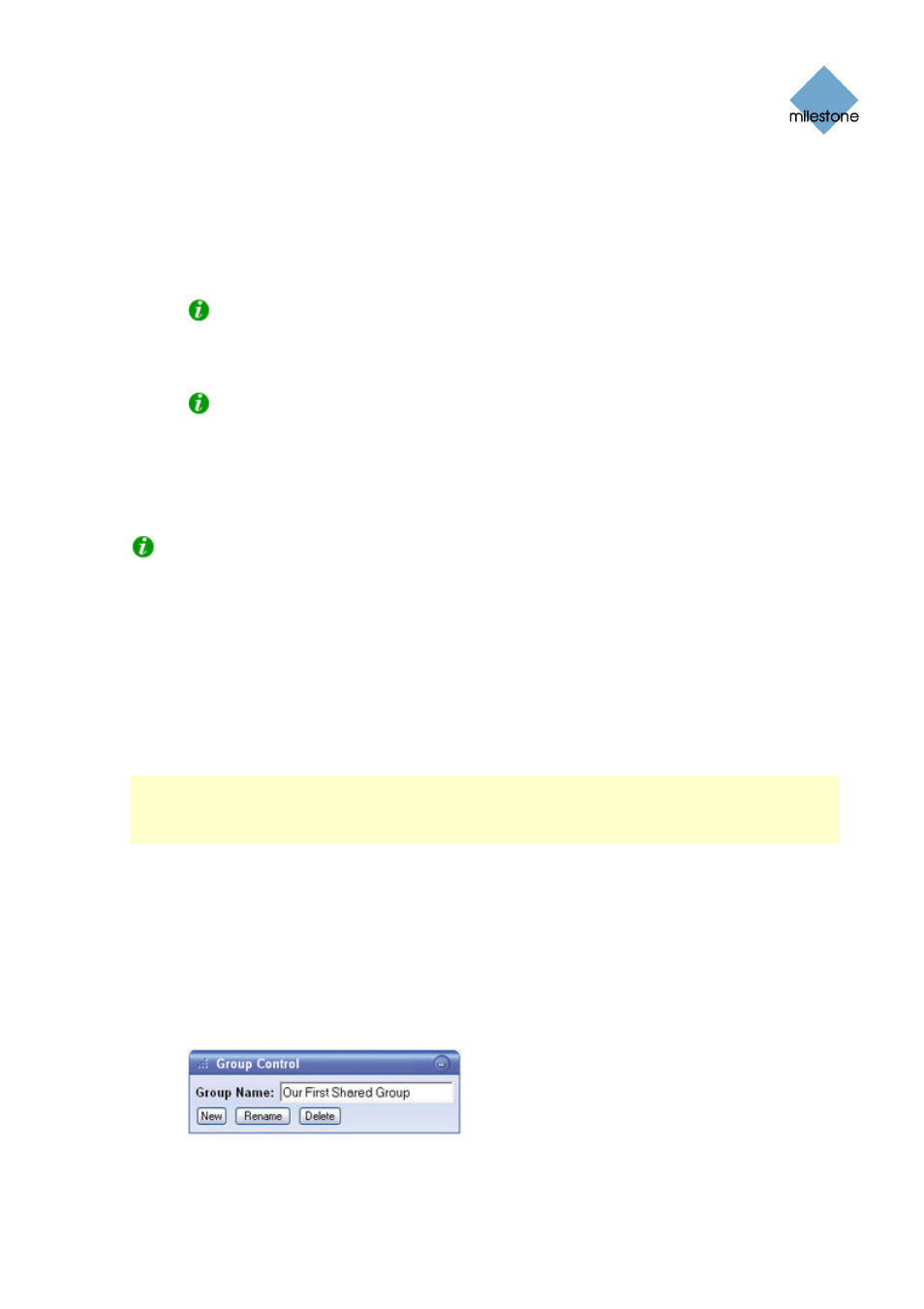 Creating views in shared groups, Creating a shared group | Milestone Remote Client 3.5 User Manual | Page 17 / 49