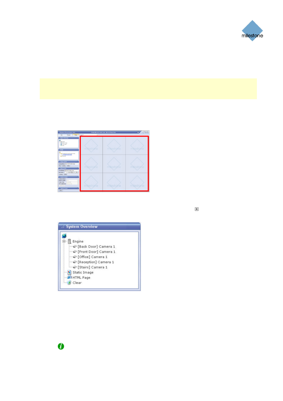 Adding cameras to the view | Milestone Remote Client 3.5 User Manual | Page 19 / 49