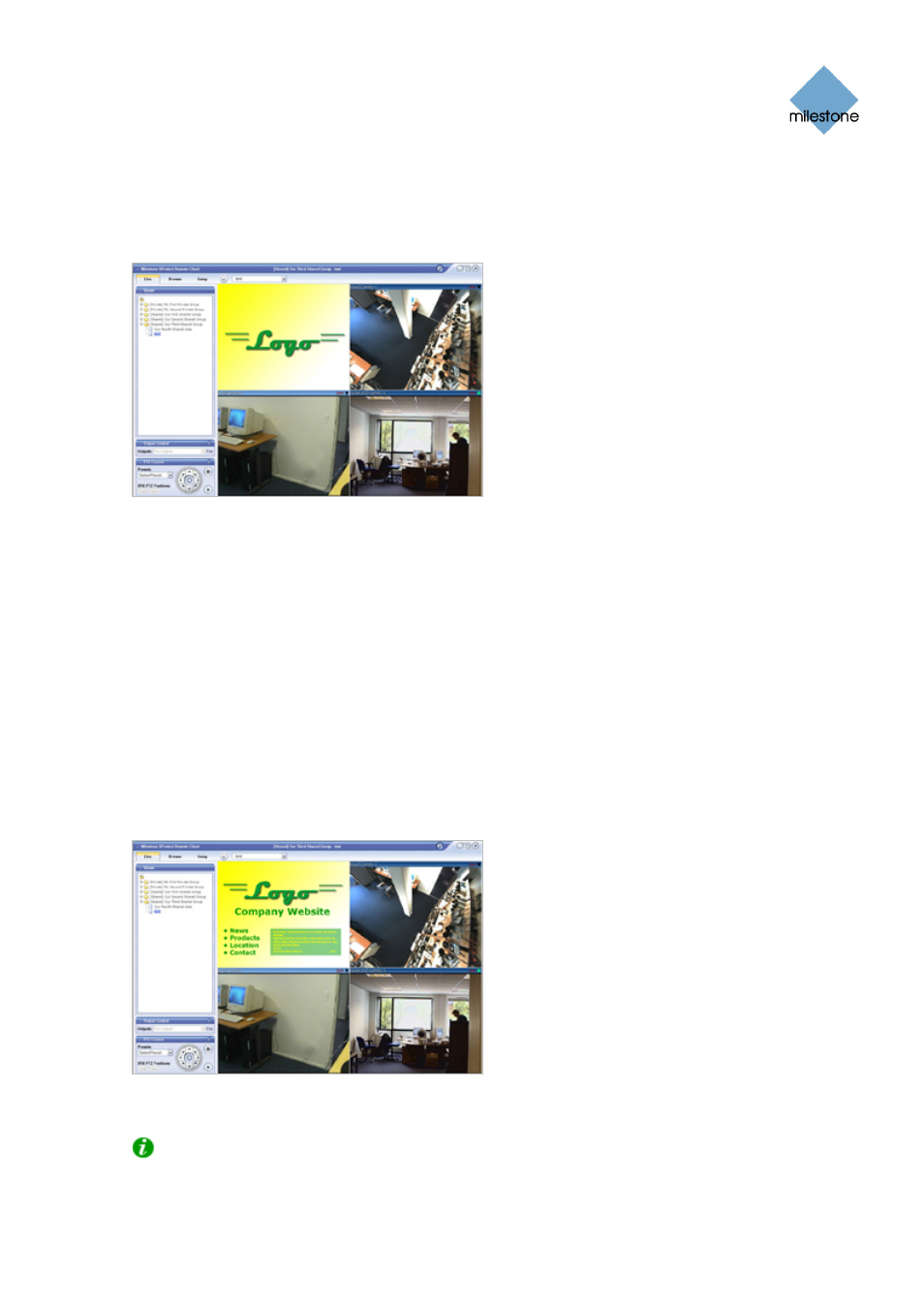 Using static images in views, Using html pages in views | Milestone Remote Client 3.5 User Manual | Page 22 / 49