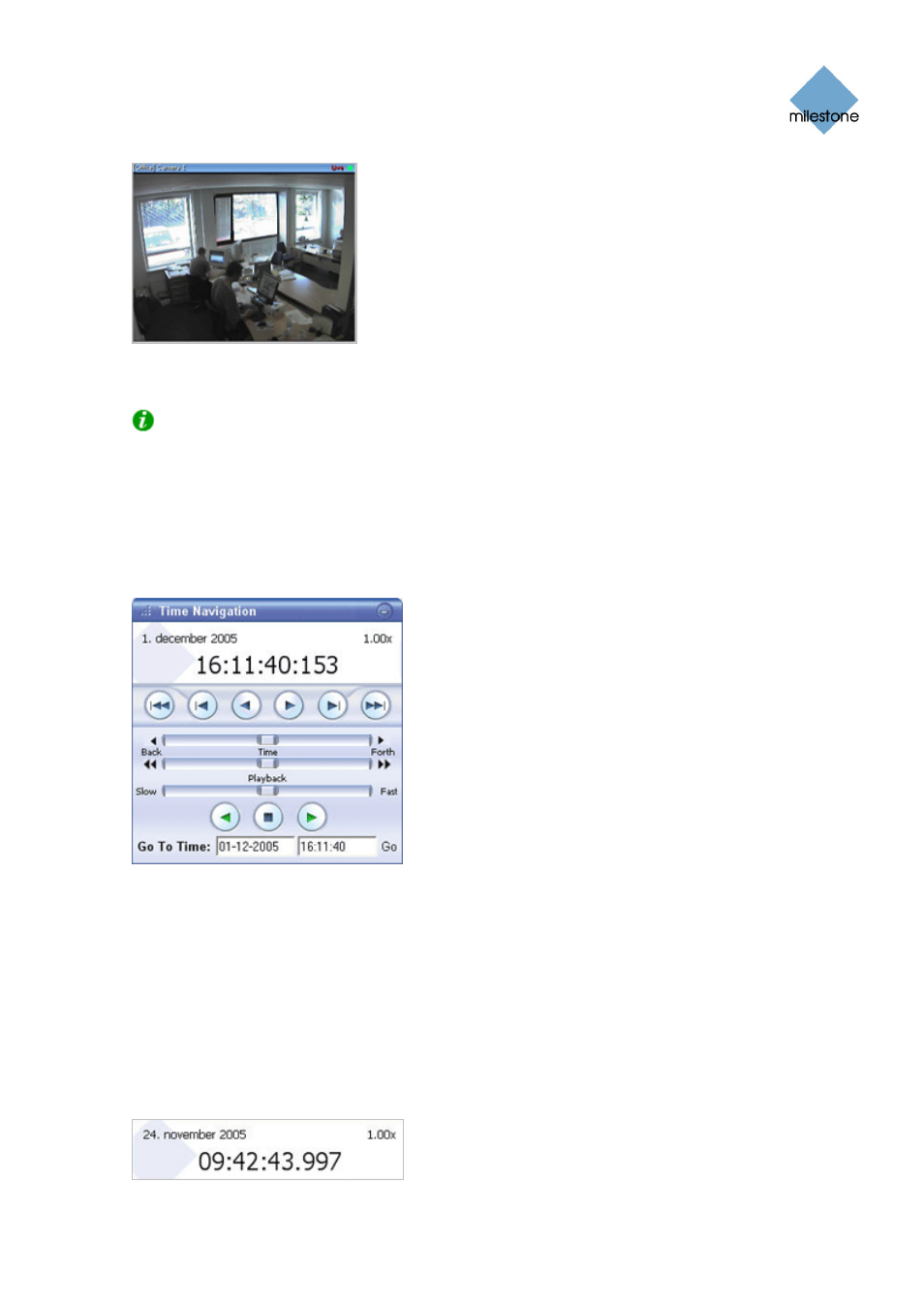 Time navigation, Master time | Milestone Remote Client 3.5 User Manual | Page 33 / 49