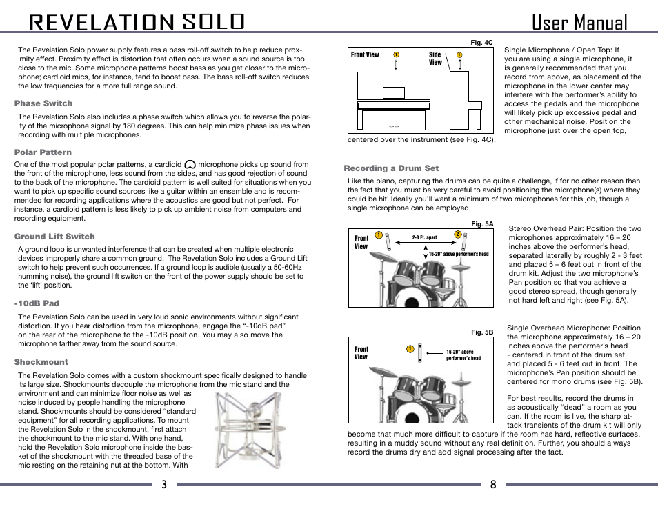 User manual, Solo | MXL Revelation Solo User Manual | Page 4 / 6