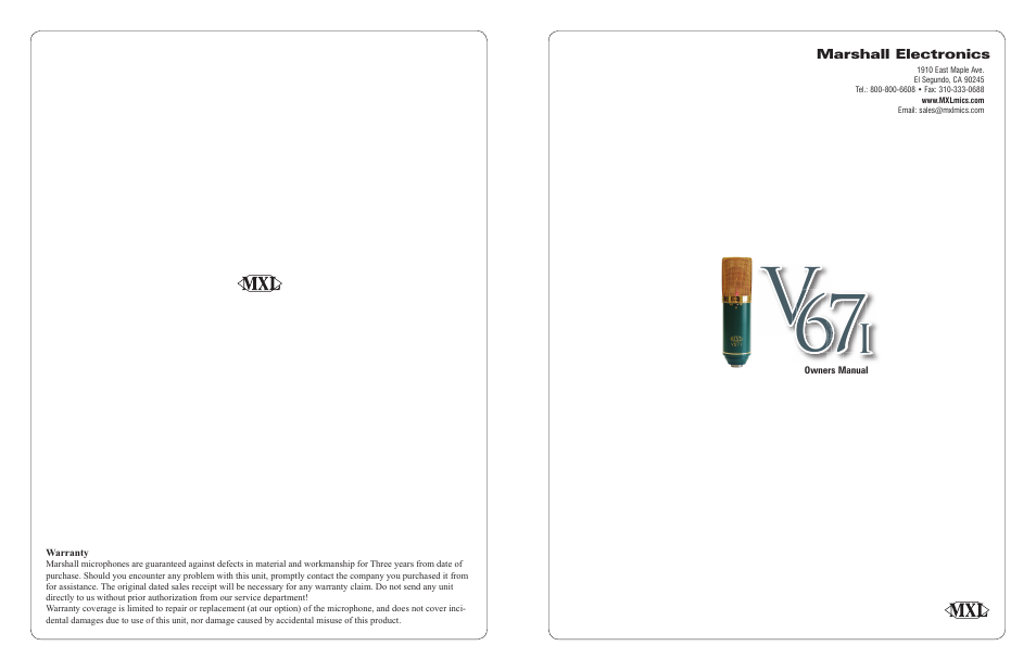 MXL V67i User Manual | 2 pages